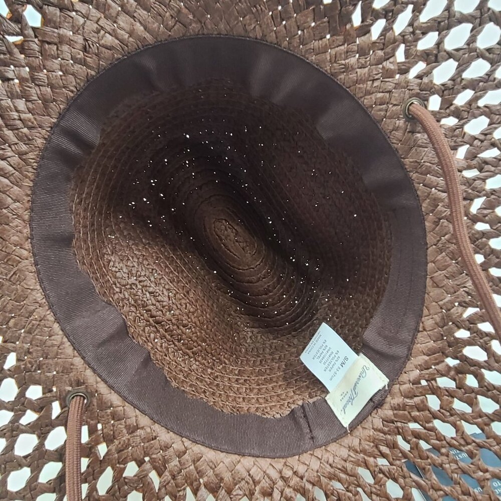 Universal Thread NWT Paper Hand Woven Braided Rancher Hat Open Hole Pattern Boho - Picture 8 of 9